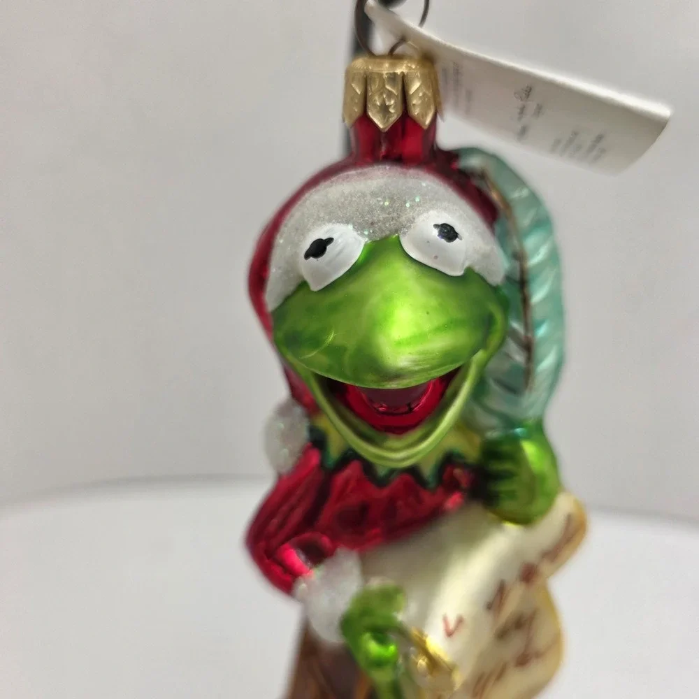 Christopher Radko Kermit Muppets Checking It Twice 1997 Glass Christmas Ornament